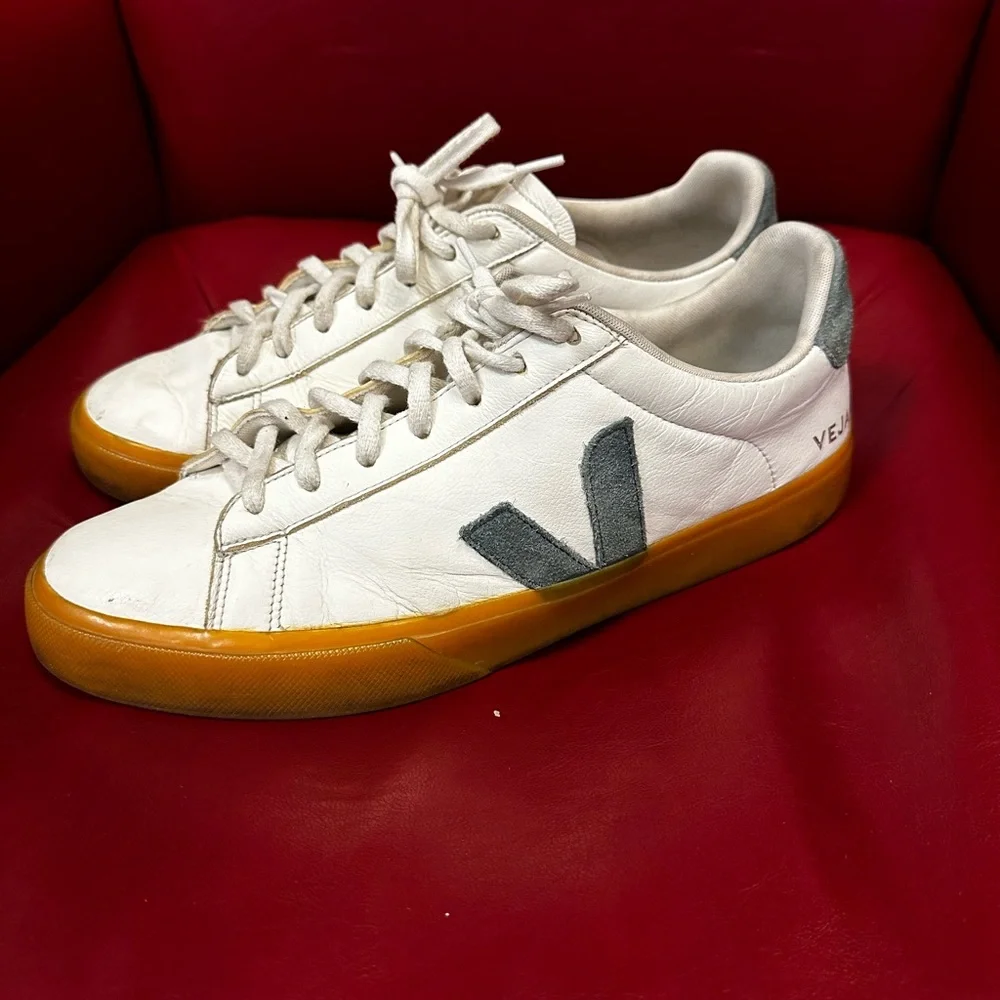 Veja Men's White and Green Sneakers Size 12 - Picture 2 of 4